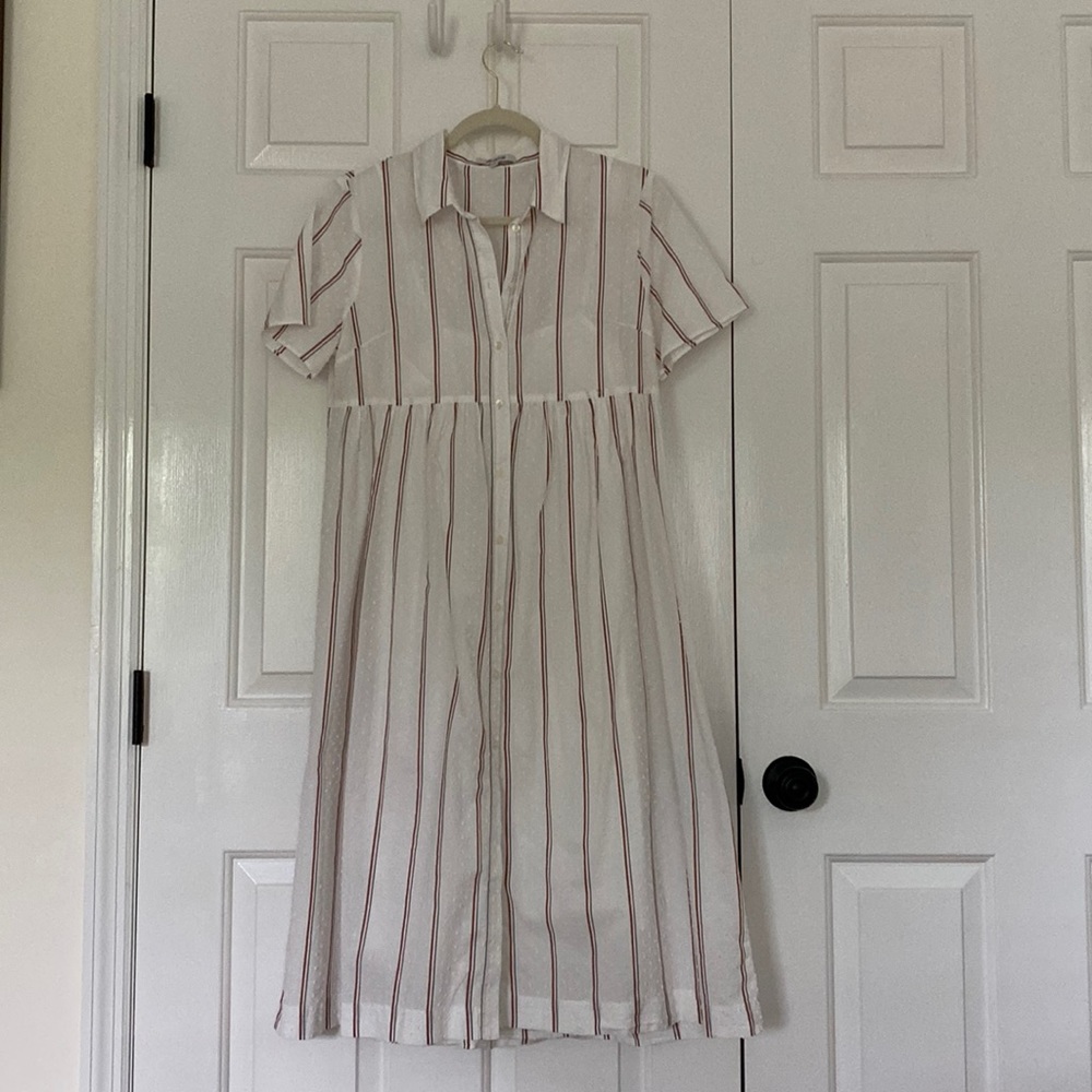 Stripped Midi Shirt Dress